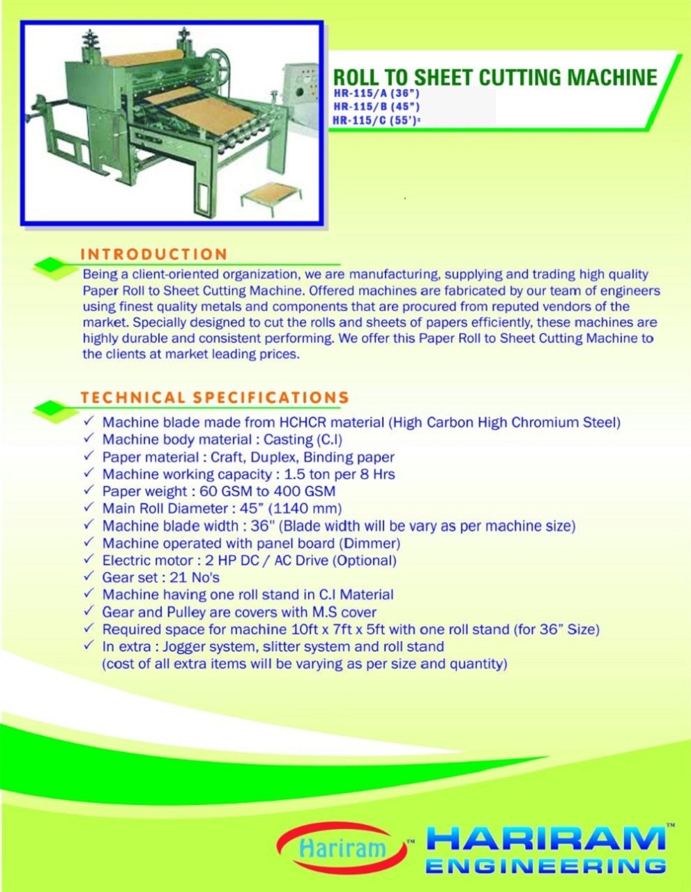 HR 115 Roll to Sheet Cutting Machine thumbnail 2